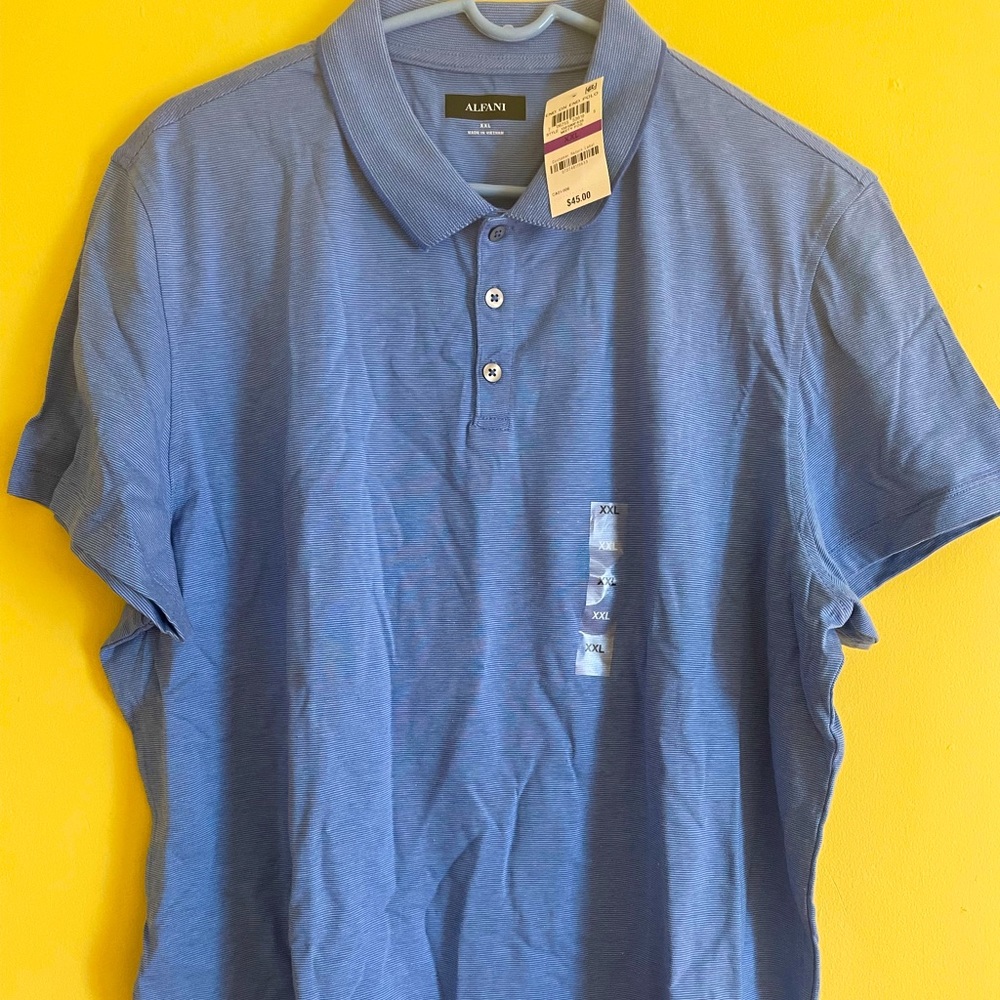 Men polo shirt by Alfani. New. Size XXL. 60% cotton and 40% polyester.